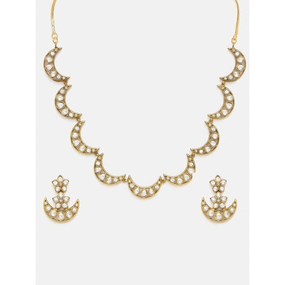 Ruby Raang Studio Half Moon Kundan Jewellery Set