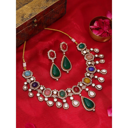Ruby Raang Studio Multi Maharani Kundan and Stonework Jewellery Set