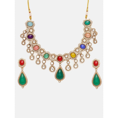 Ruby Raang Studio Multi Maharani Kundan and Stonework Jewellery Set