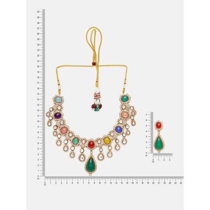 Ruby Raang Studio Multi Maharani Kundan and Stonework Jewellery Set