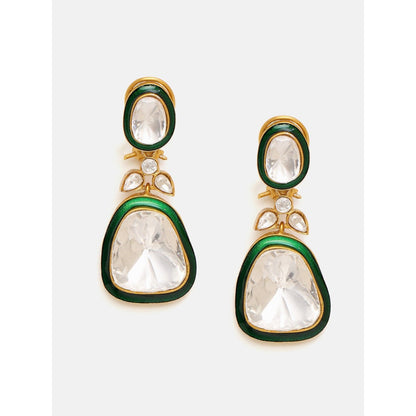 Ruby Raang Studio Green Meenakari Kundan Layered Jewellery Set