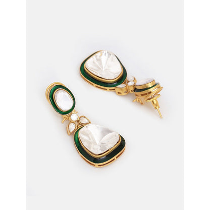 Ruby Raang Studio Green Meenakari Kundan Layered Jewellery Set