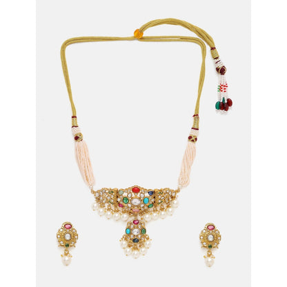 Ruby Raang Studio Navratan Kundan Jewellery Set