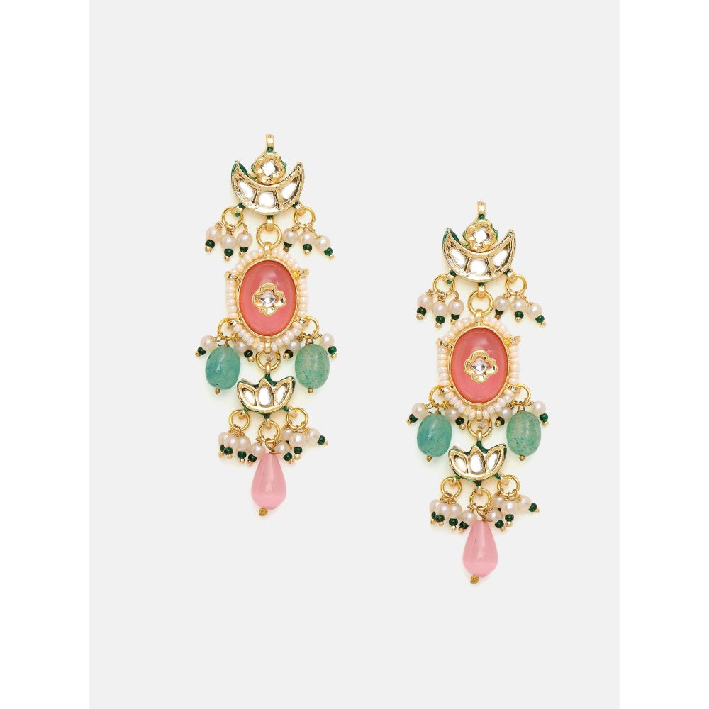 Ruby Raang Studio Multi-Color Long Kundan Drop Earrings