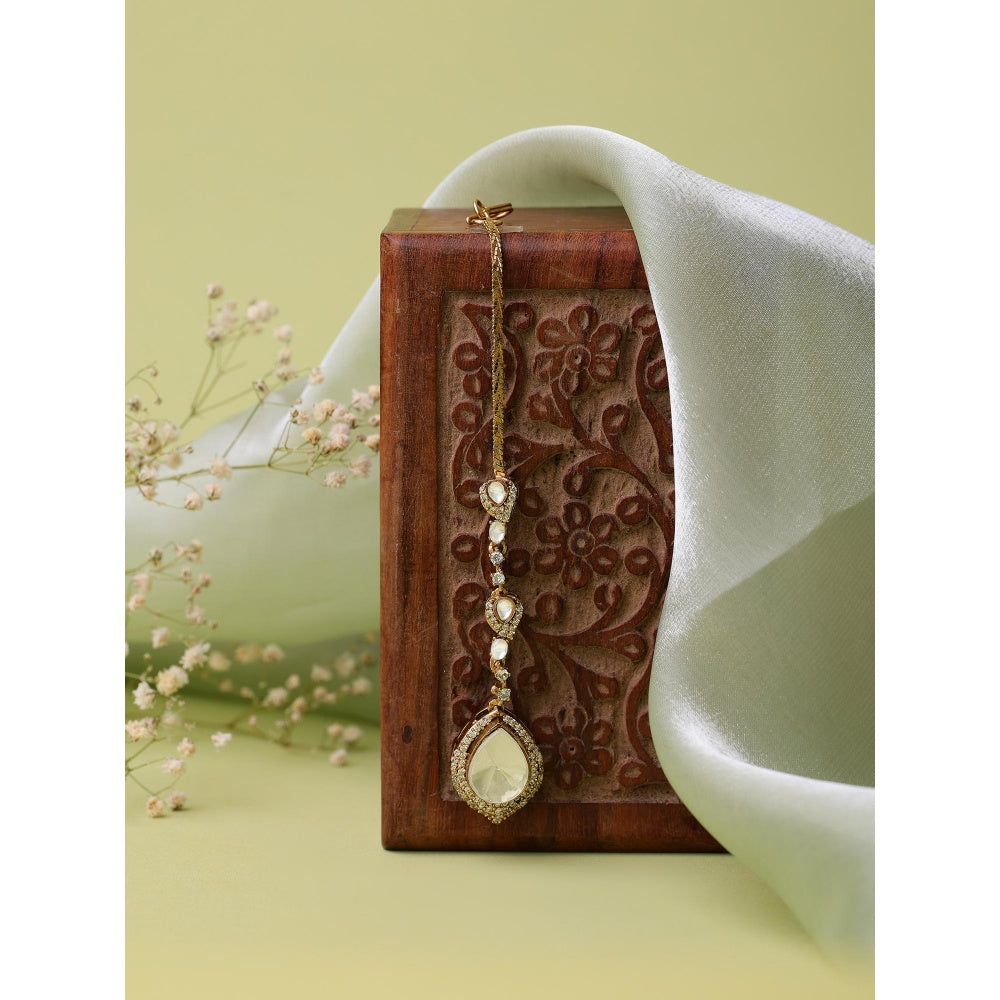 Ruby Raang Studio Elegant White Kundan Maangtikka