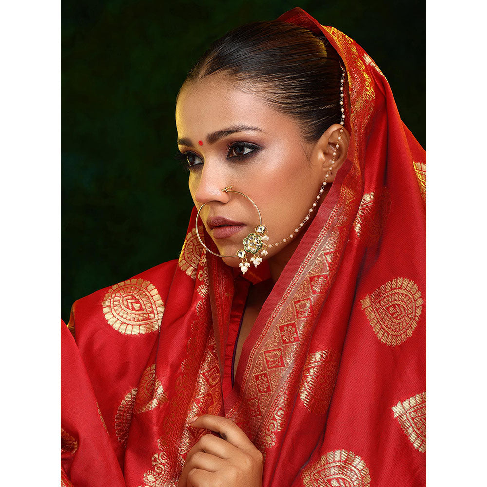 Ruby Raang Studio Traditional Kundan Maharani Design Nose Ring