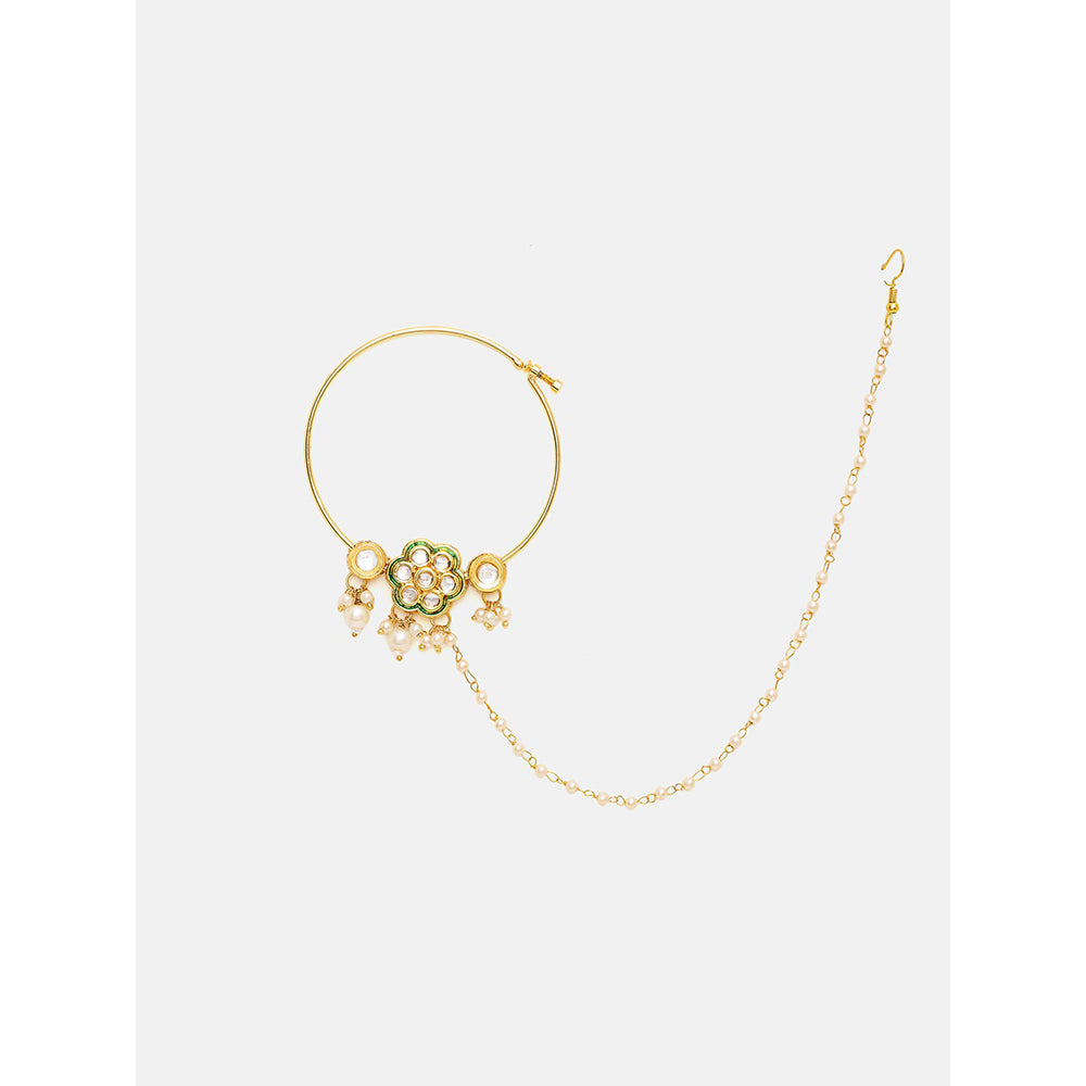 Ruby Raang Studio Traditional Kundan Maharani Design Nose Ring
