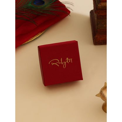 Ruby Raang Studio White and Green Beads Kundan Maharani Nose Ring