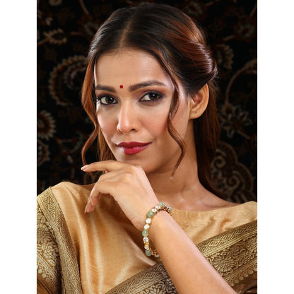 Ruby Raang Studio Mint Green Stone and Kundan Kada