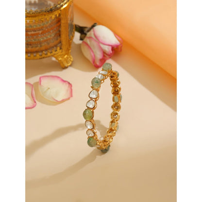 Ruby Raang Studio Mint Green Stone and Kundan Kada