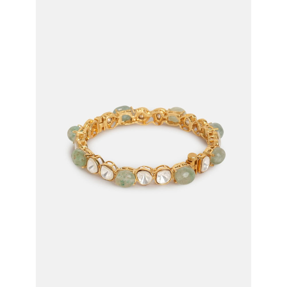 Ruby Raang Studio Mint Green Stone and Kundan Kada