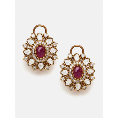 Ruby Raang Studio Pink Stone-Pearl and Kundan Choker Jewellery Set