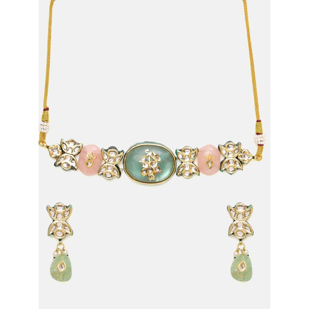 Ruby Raang Studio Multi-Color Kundan and Stone Choker Jewellery Set