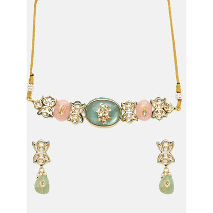 Ruby Raang Studio Multi-Color Kundan and Stone Choker Jewellery Set