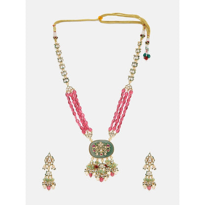 Ruby Raang Studio Multi-Color Kundan Long Necklace Jewellery Set