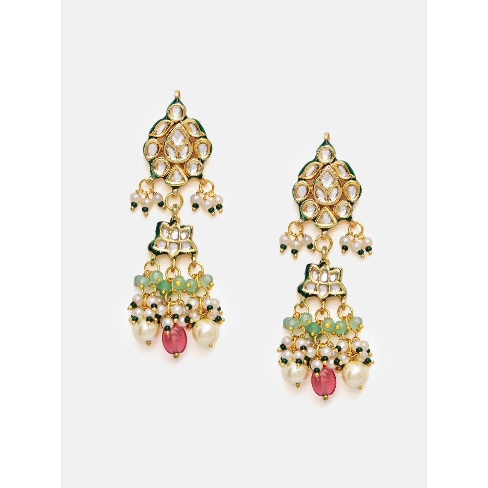 Ruby Raang Studio Multi-Color Kundan Long Necklace Jewellery Set