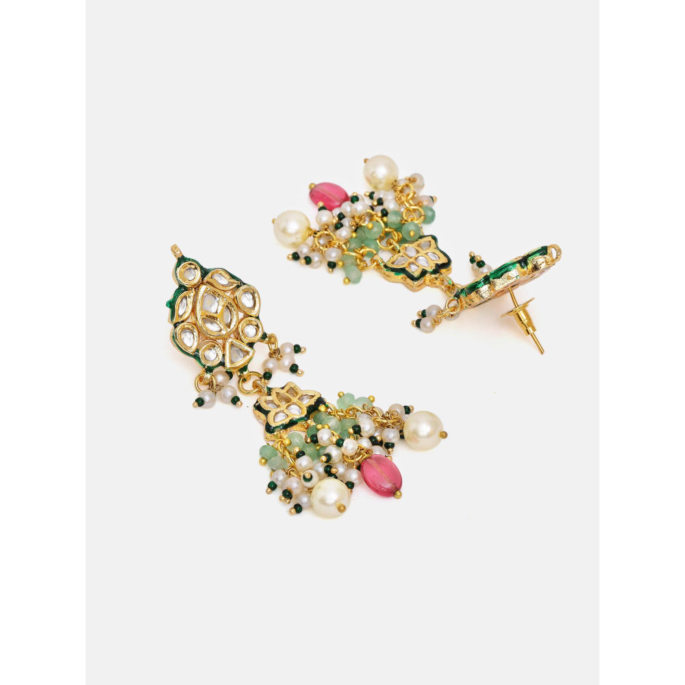Ruby Raang Studio Multi-Color Kundan Long Necklace Jewellery Set