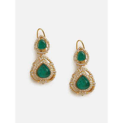 Ruby Raang Studio Emerald Green Layered Kundan Jewellery Set