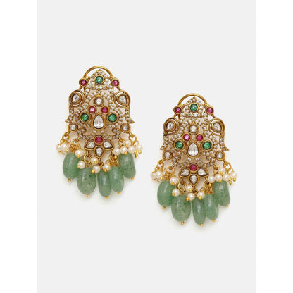 Ruby Raang Studio Multi-Color Kundan Stone Heavy Maharani Jewellery Set