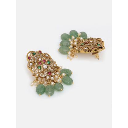 Ruby Raang Studio Multi-Color Kundan Stone Heavy Maharani Jewellery Set