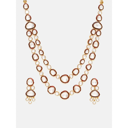 Ruby Raang Studio Red Meenakari Kundan Layered Jewellery Set