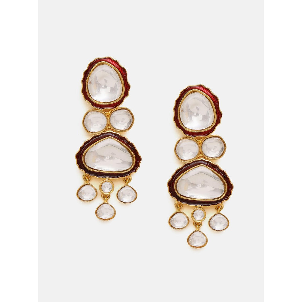 Ruby Raang Studio Red Meenakari Kundan Layered Jewellery Set