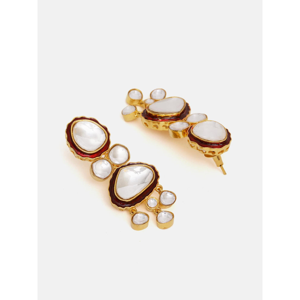 Ruby Raang Studio Red Meenakari Kundan Layered Jewellery Set