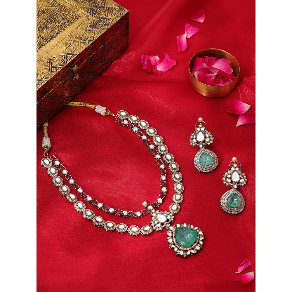 Ruby Raang Studio Multi-Color Stone Moissanite Jewellery Set