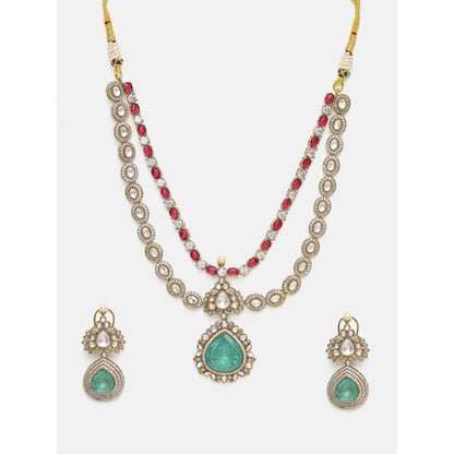 Ruby Raang Studio Multi-Color Stone Moissanite Jewellery Set