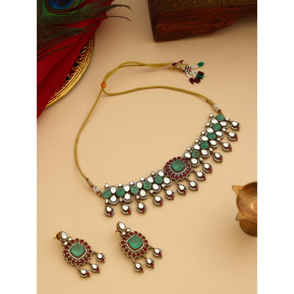 Ruby Raang Studio Traditional Multi-Color Stone Moissanite Jewellery Set