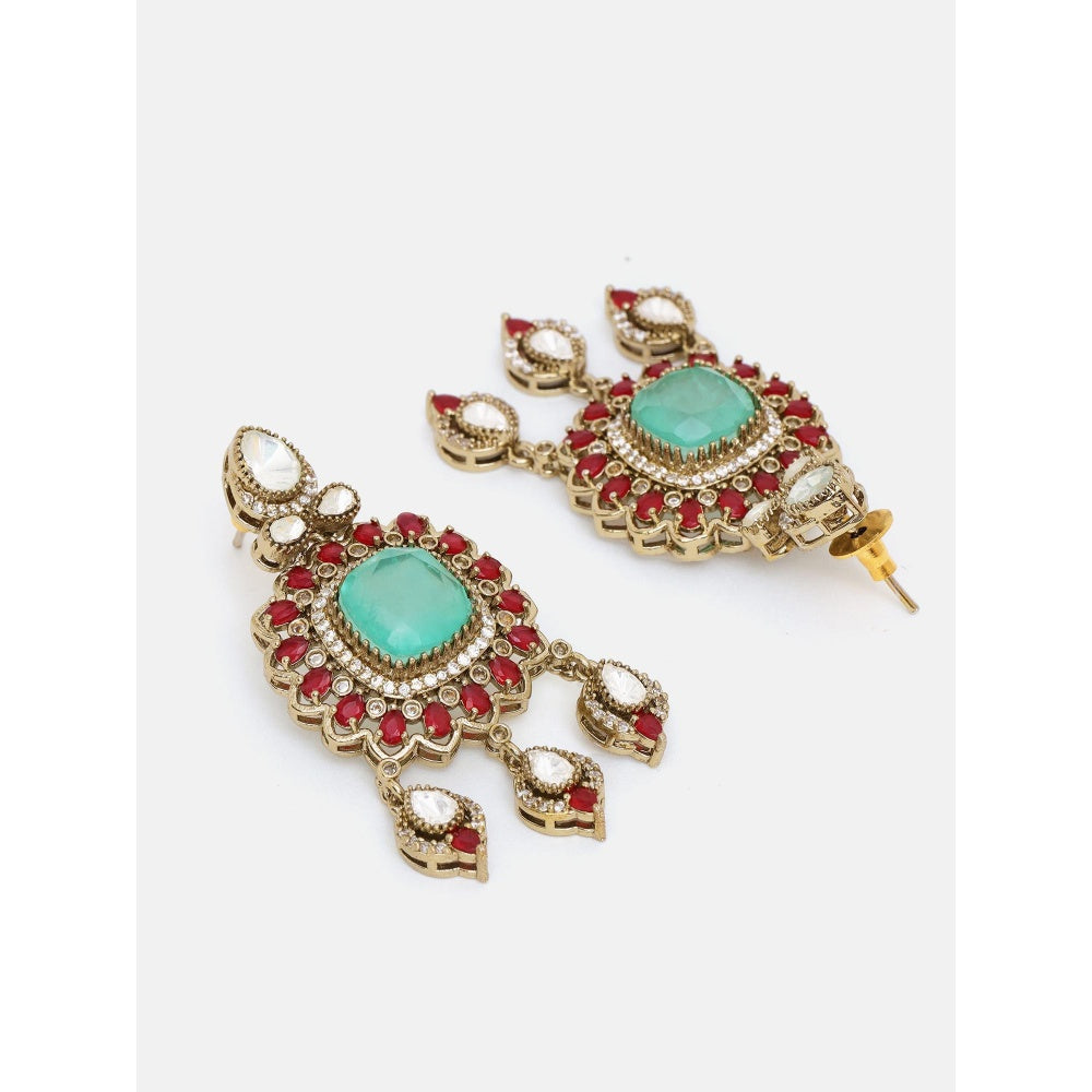 Ruby Raang Studio Traditional Multi-Color Stone Moissanite Jewellery Set