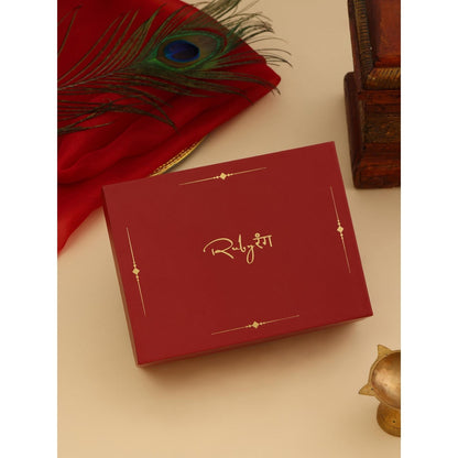 Ruby Raang Studio Red Beads Kundan-Stone Anklets