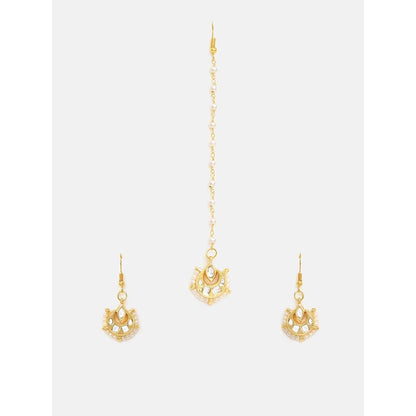 Ruby Raang Studio Kundan Maang Tikka with Earrings