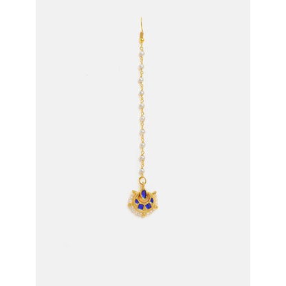 Ruby Raang Studio Finest Gold Kundan Earrings With A Maang Tikka