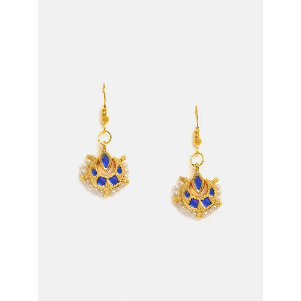 Ruby Raang Studio Finest Gold Kundan Earrings With A Maang Tikka