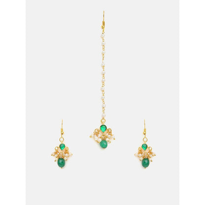 Ruby Raang Studio Handcrafted Kundan Studded Earring With A Maang Tikka