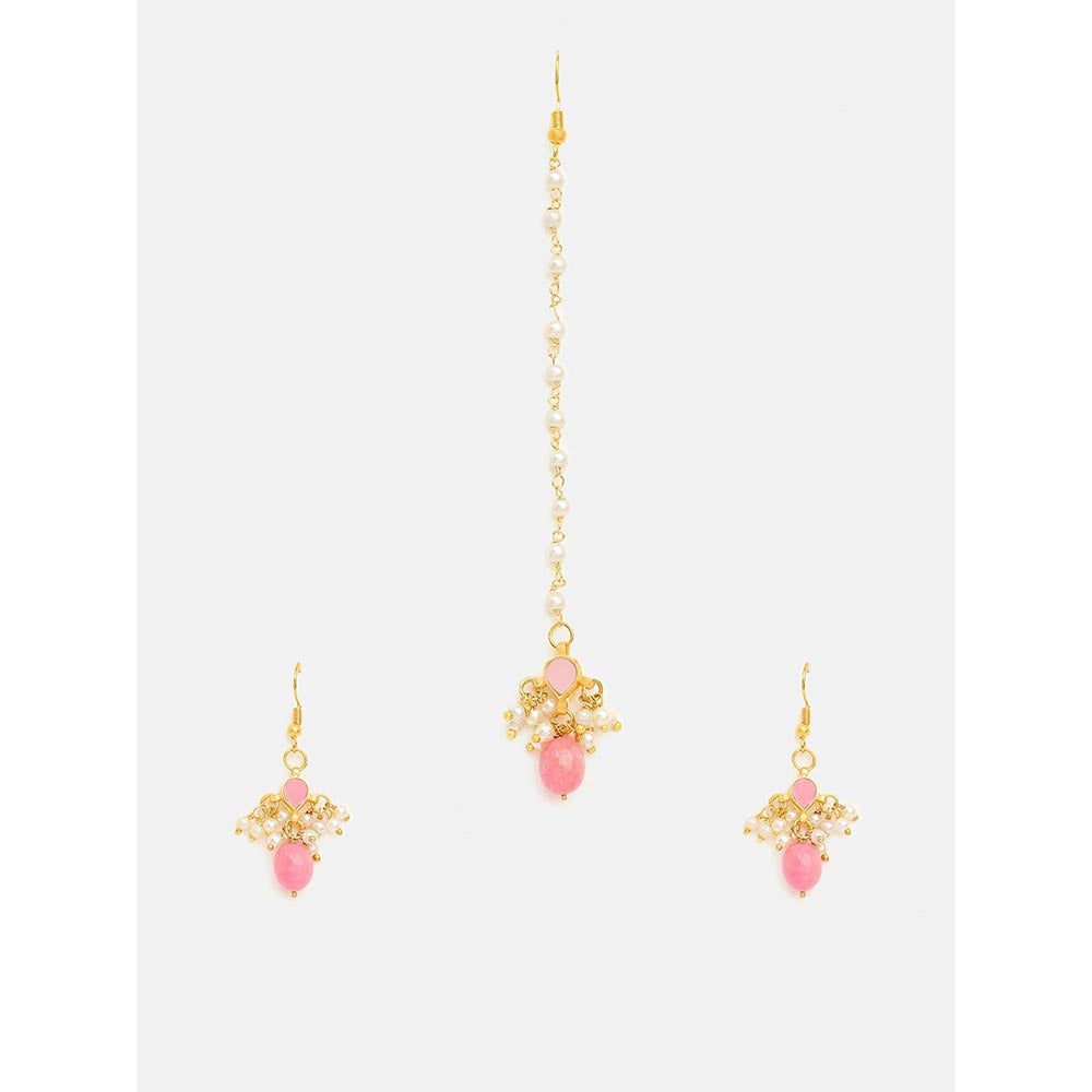 Ruby Raang Studio Mannat Maang Tikka With Pair Of Earrings