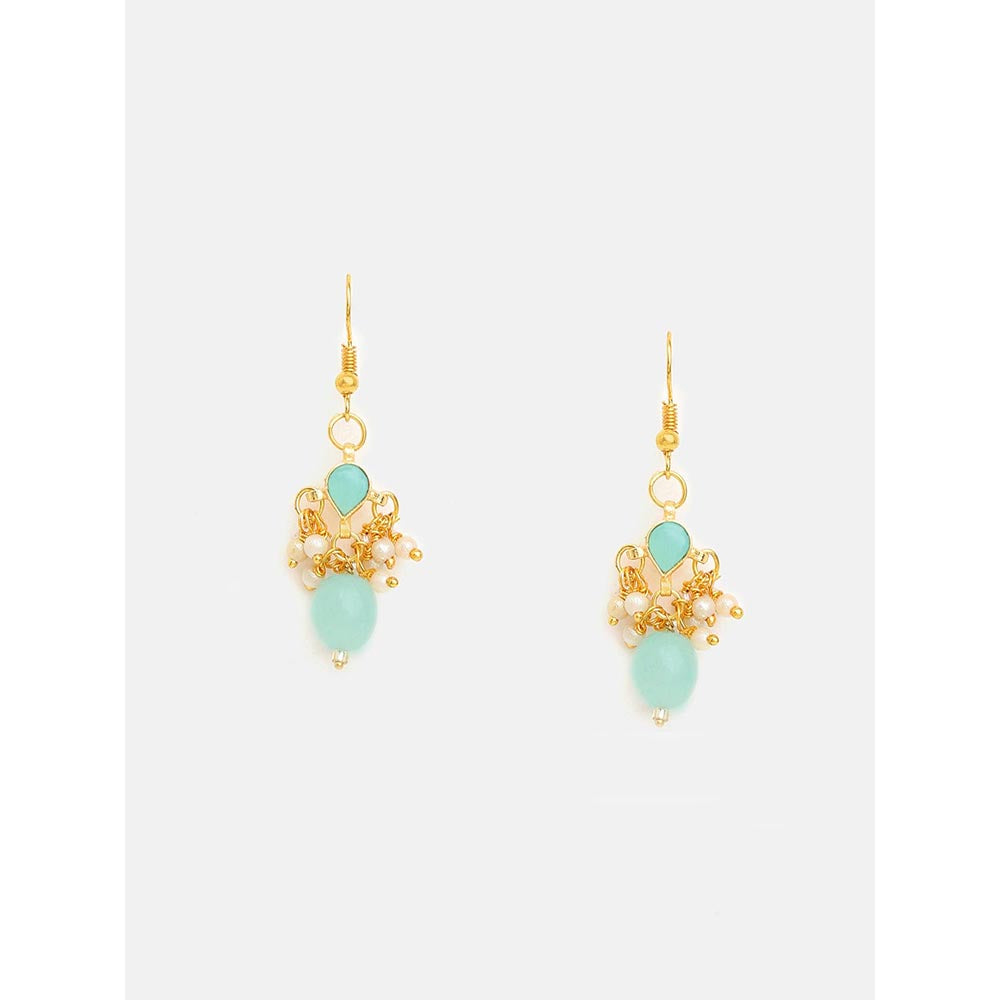 Ruby Raang Studio Traditional Green Drop Maang Tikka And Earrings