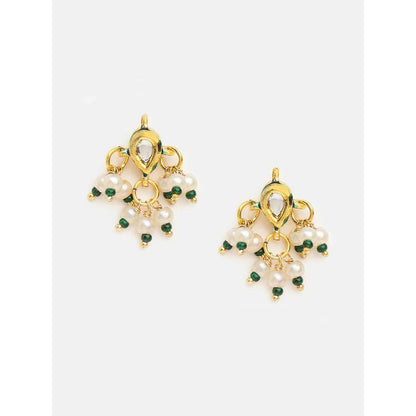 Ruby Raang Studio Pearl Kundan Blossom Of Maang Tikka with Earrings