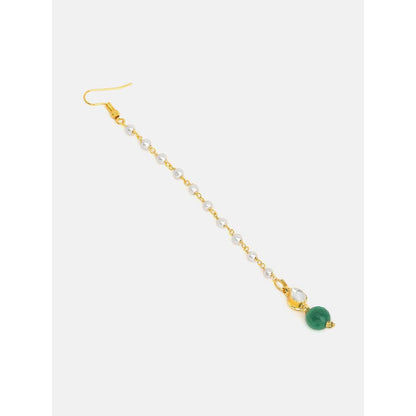 Ruby Raang Studio Womens Green Kundan Maang Tikka with Earrings
