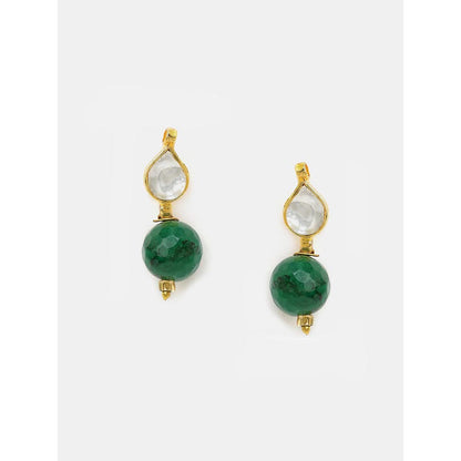 Ruby Raang Studio Womens Green Kundan Maang Tikka with Earrings