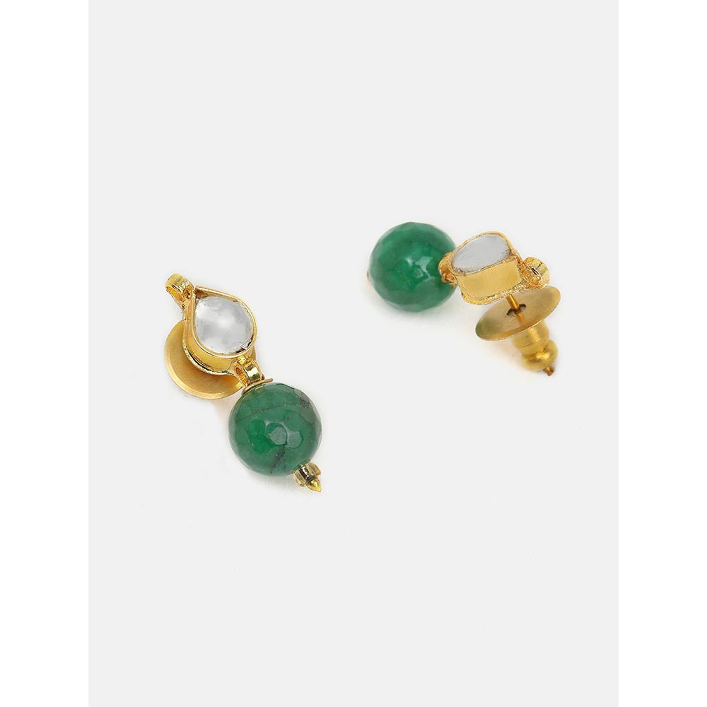 Ruby Raang Studio Womens Green Kundan Maang Tikka with Earrings