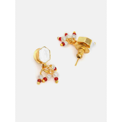 Ruby Raang Studio Womens White Kundan Maang Tikka with Earrings