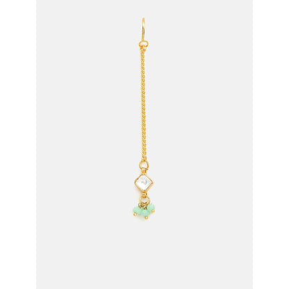 Ruby Raang Studio Set Of Pastel Green Maang Tikka with Earrings