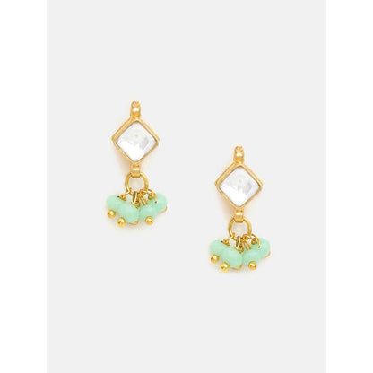 Ruby Raang Studio Set Of Pastel Green Maang Tikka with Earrings