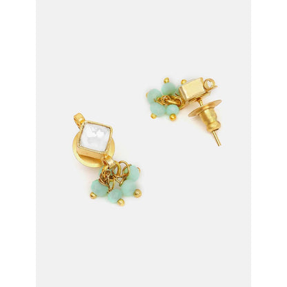 Ruby Raang Studio Set Of Pastel Green Maang Tikka with Earrings