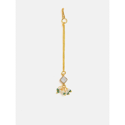 Ruby Raang Studio Double Color Drops Maang Tikka with Earrings