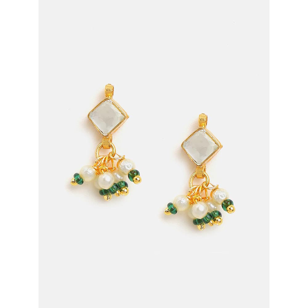 Ruby Raang Studio Double Color Drops Maang Tikka with Earrings