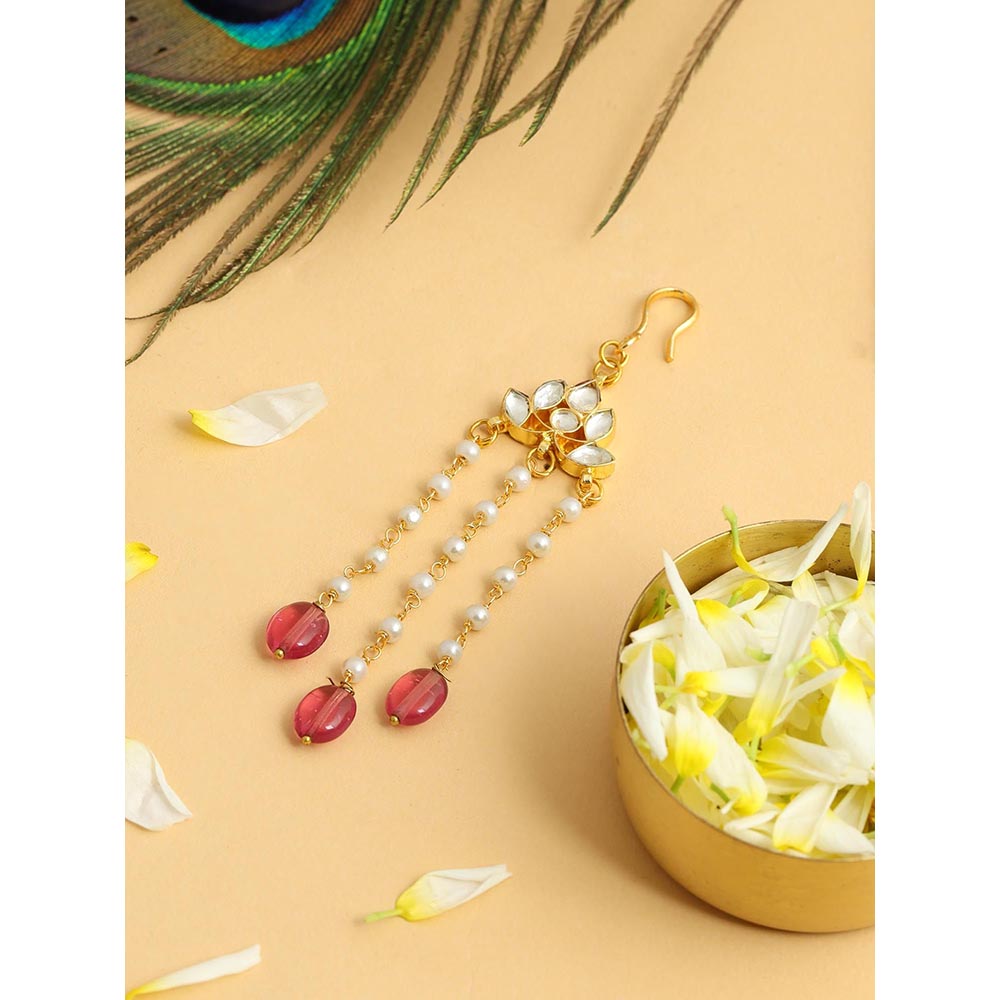 Ruby Raang Studio Floral Pearl Kundan Hair Pin