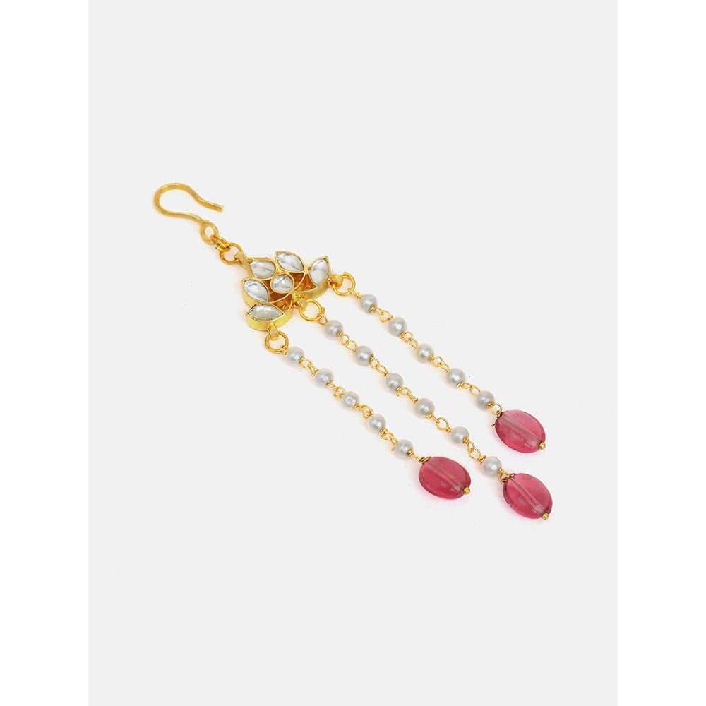 Ruby Raang Studio Floral Pearl Kundan Hair Pin